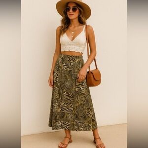 💐Vintage green tribal YTK fairy core skirt XL